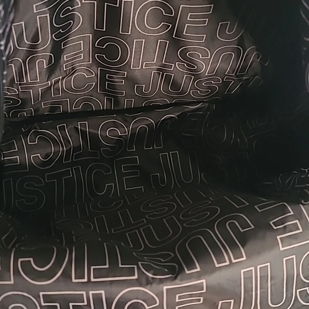 Justice shiny metallic purple pink pastel Backpack A initial